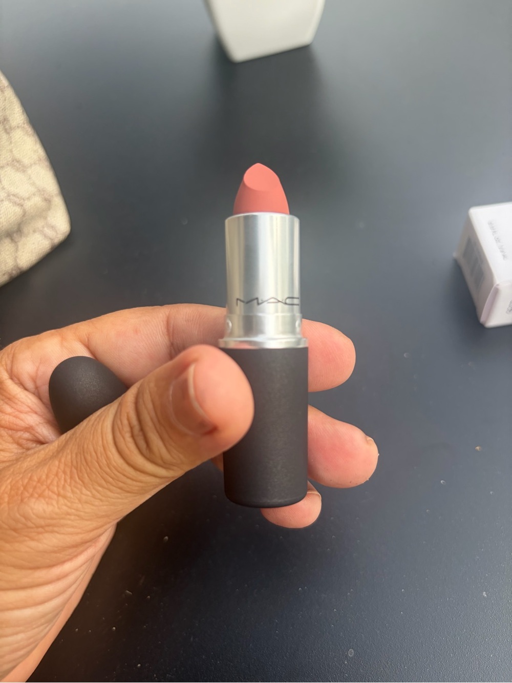 MAC Cosmetics Matte Lipstick — Soft Rose Coral Mull it Over 314 powder kiss - Picture 2 of 3
